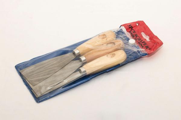 ESPÁTULA PINTOR MANGO MADERA X 3 PIEZAS (1" 2" 3") "CONNOR" - BOLSA PVC